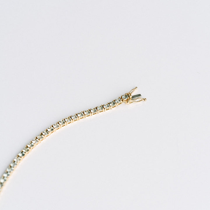 Round Light Sage Green Sapphire Tennis Bracelet