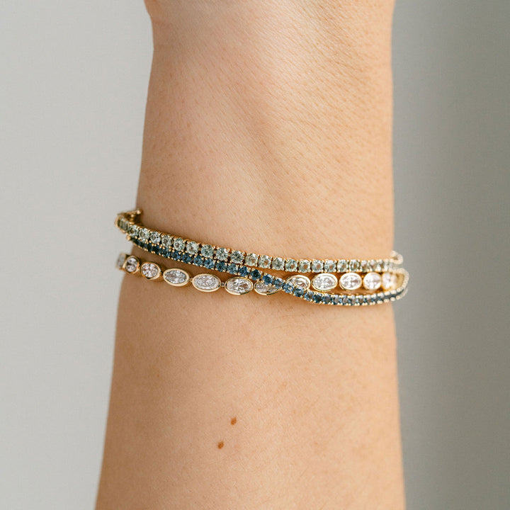 Round Light Sage Green Sapphire Tennis Bracelet