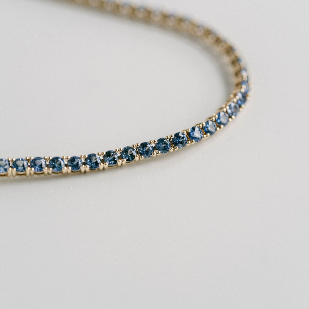 Round Blue Sapphire Tennis Bracelet