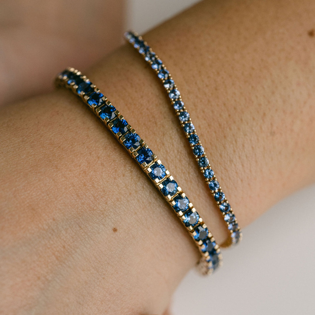 Round Blue Sapphire Tennis Bracelet
