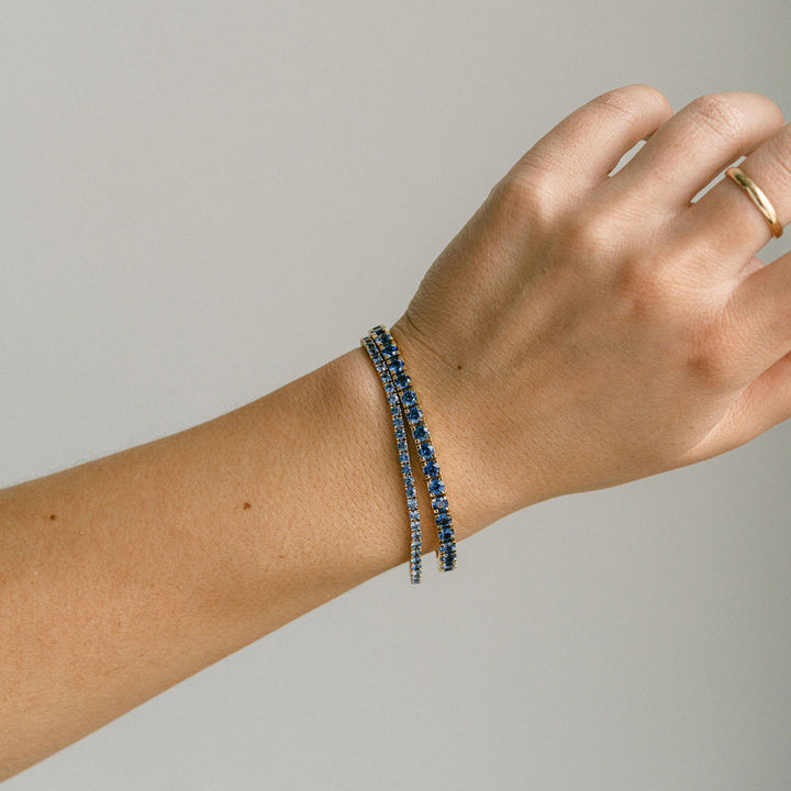 Round Blue Sapphire Tennis Bracelet