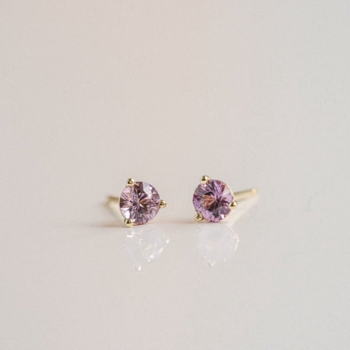 Round Pink Sapphire Studs