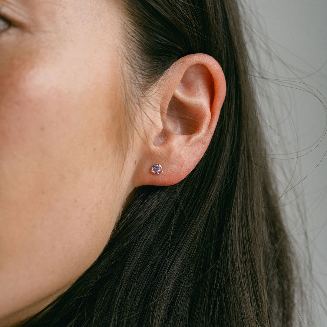 Round Pink Sapphire Studs