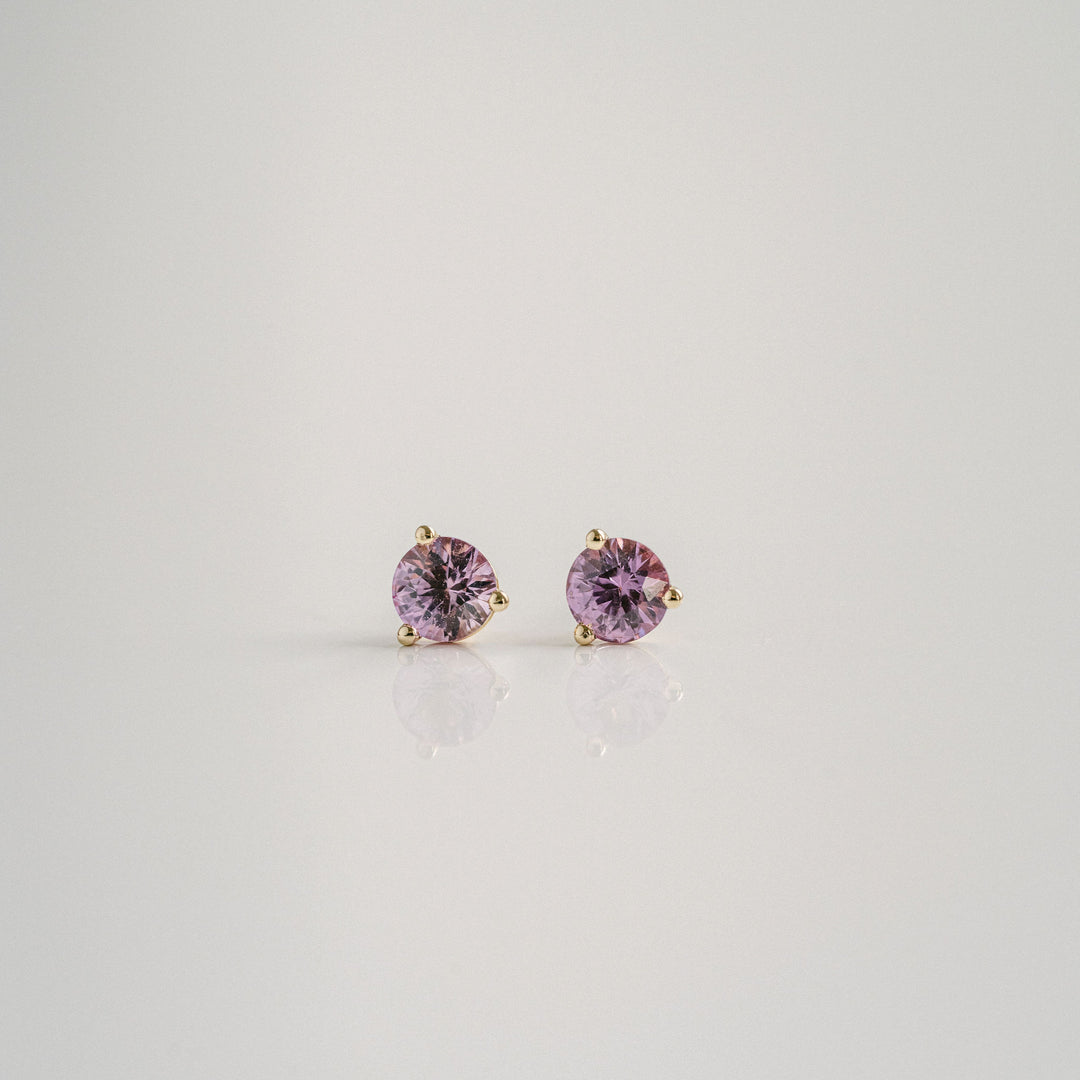 Round Pink Sapphire Studs