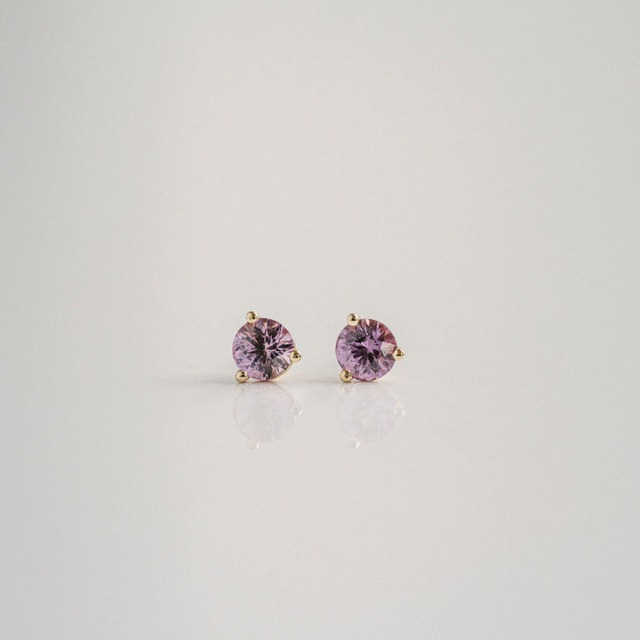 Round Pink Sapphire Studs