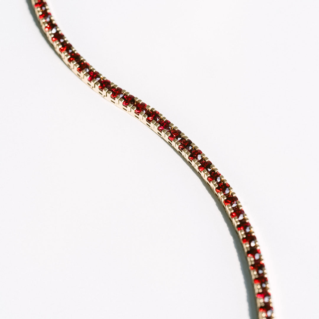 Round Ruby Tennis Bracelet With Flat Prongs