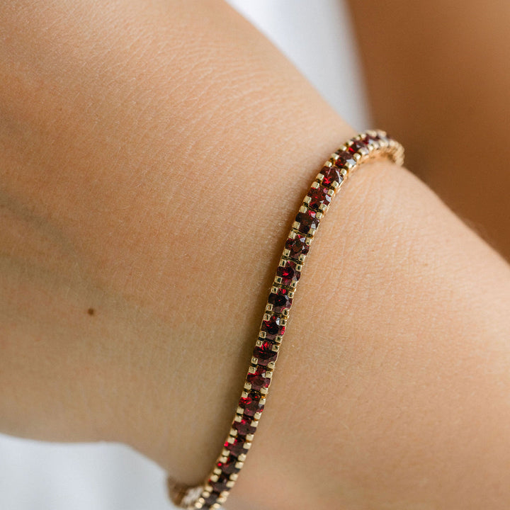 Round Ruby Tennis Bracelet With Flat Prongs