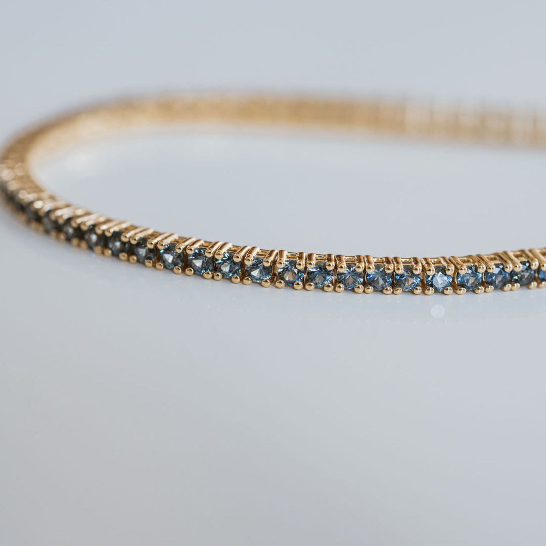 Round Teal Sapphire Tennis Bracelet