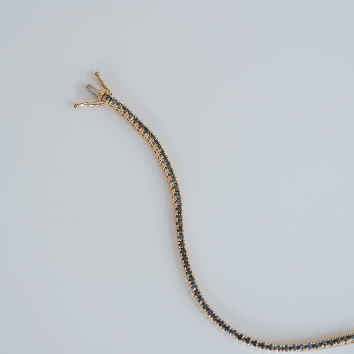 Round Teal Sapphire Tennis Bracelet