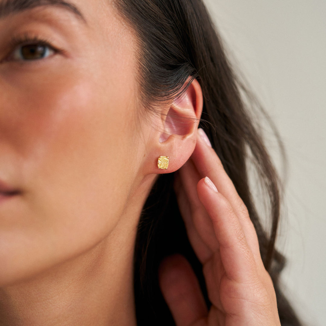 Fancy Yellow Diamond Studs