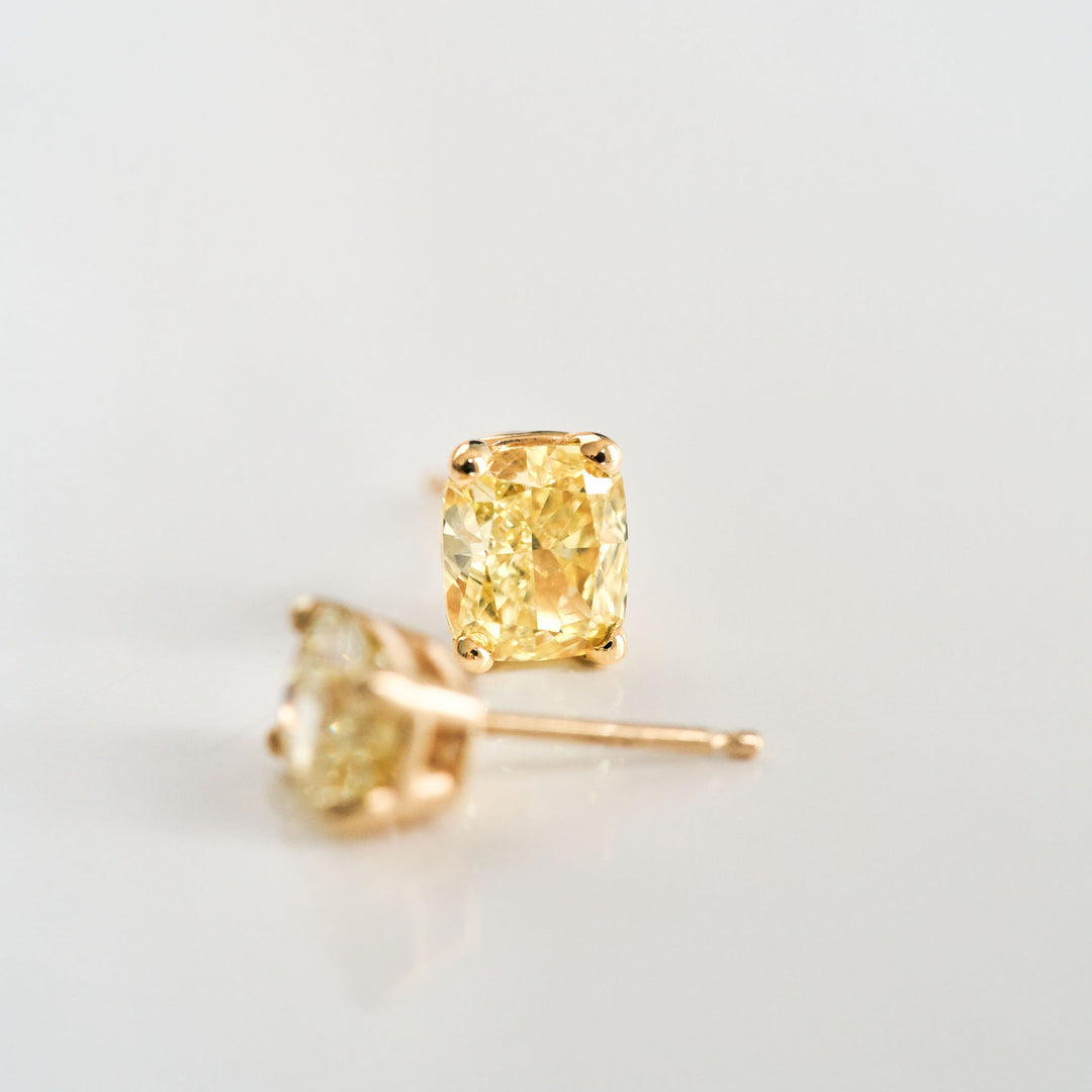 Fancy Yellow Diamond Studs