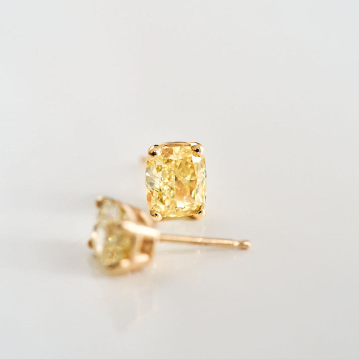Fancy Yellow Diamond Studs