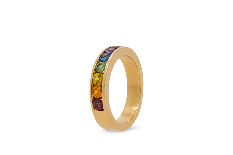 LIMITED EDITION - RAINBOW SAPPHIRE CHANNEL SET BAND IN SUPPORT OF LGBTQ+ COMMUNITIES 14K YELLOW GOLD