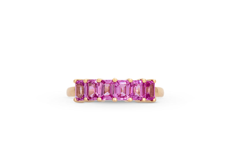 1.70ct. Vivid Pink Emerald Cut Sapphire Fancy Band