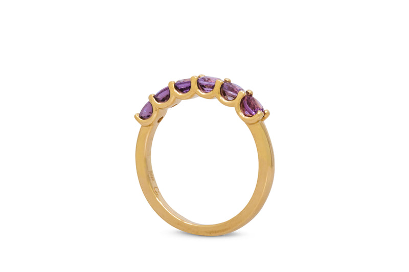 1.35ctw Purple-Pink Sapphire Gemstone Band 14k Yellow Gold