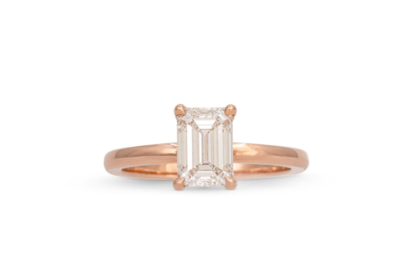 1.50ct. Approx. Emerald Cut Diamond Engagement Ring With A Diamond Collar 14k Rose Gold