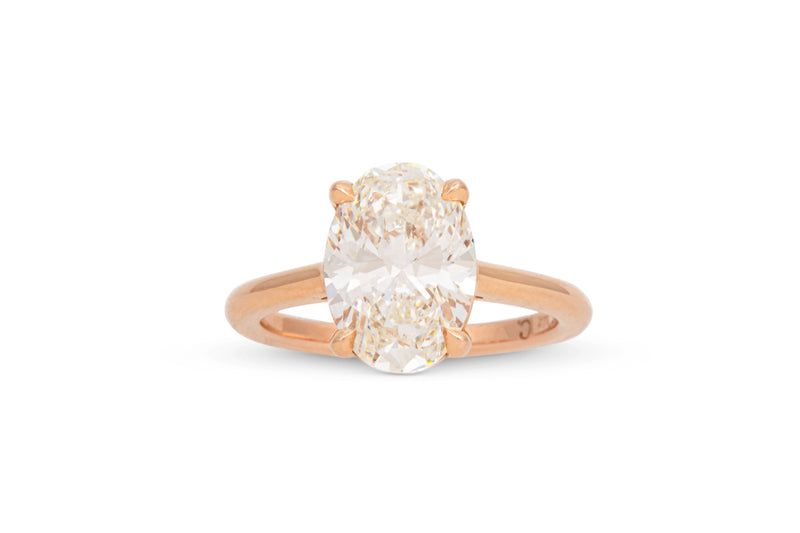 3.00ct. Approx. Oval Diamond Dominion (or Cathedral) Solitaire Engagement Ring 14k Rose Gold