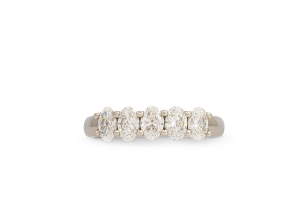 0.96ctw 5 Stone Oval Diamond Band 14k White Gold