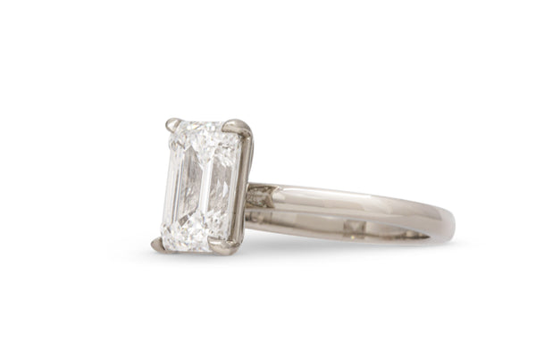 3.00ct. Approx. Emerald Cut Diamond Cavalier Solitaire Engagement Ring 14k White Gold