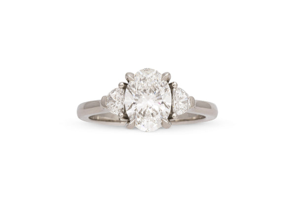 1.50ct. Approx. Oval Diamond Engagement Ring With Half Moon Accents 14k White Gold