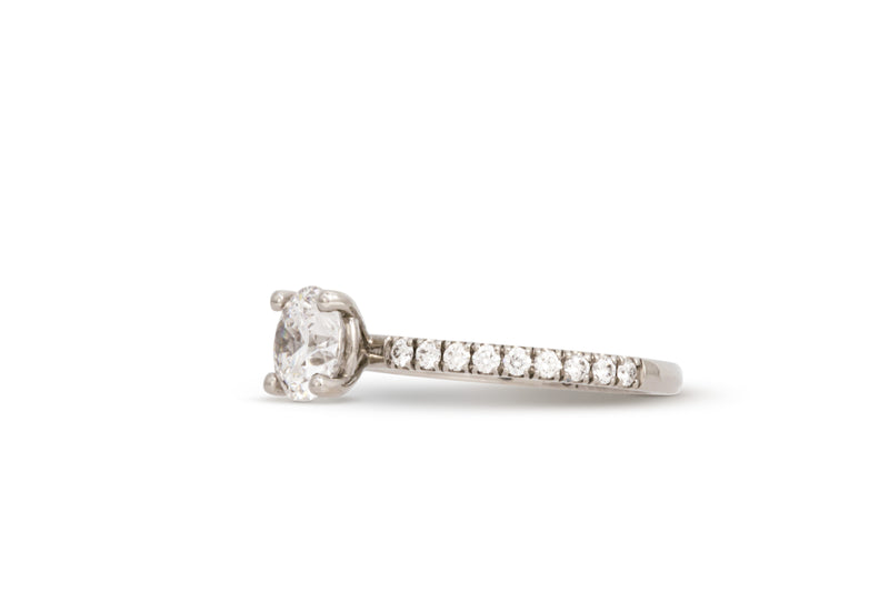 1.00ct. Approx. Round Diamond Cavalier Solitaire With A Half-Way Diamond Band