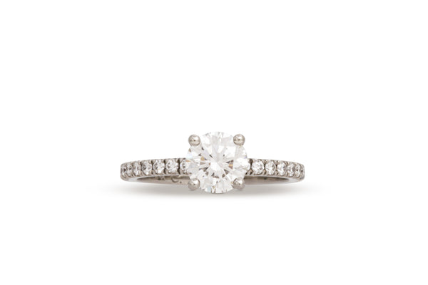 1.00ct. Approx. Round Diamond Cavalier Solitaire With A Half-Way Diamond Band