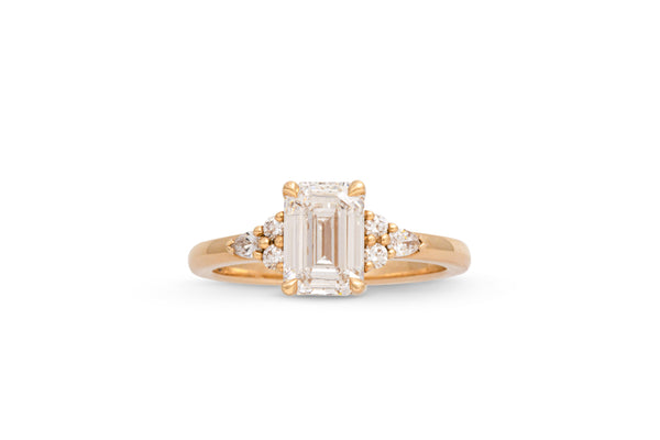 1.60ct. Approx. Emerald Cut Diamond Engagement Ring With Diamond Cluster Accents 14k Yellow Gold