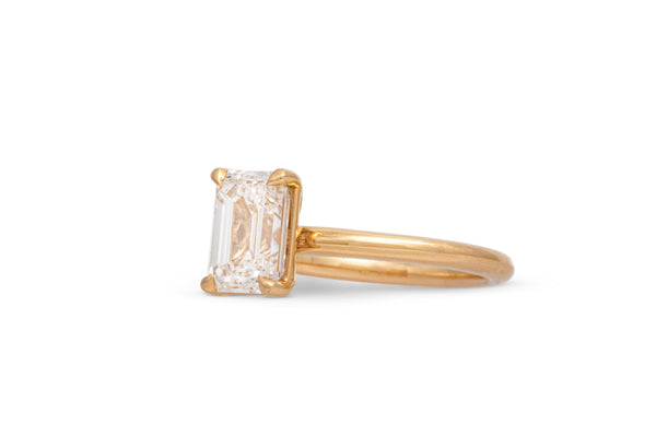 2.00ct. Approx. Emerald Cut Diamond Cavalier Solitaire Engagement Ring 14k Yellow Gold