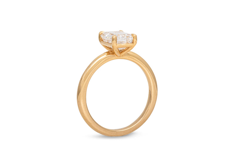 2.00ct. Approx. Emerald Cut Diamond Cavalier Solitaire Engagement Ring 14k Yellow Gold