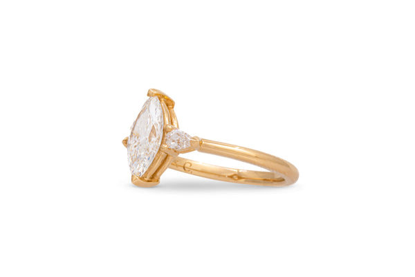 1.32ct. Approx. Marquise Diamond Engagement Ring With Pear Shape Diamond Accents 14k Yellow Gold