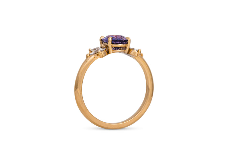 1.60ct. Oval Purple Sapphire With Marquise Diamond Accents