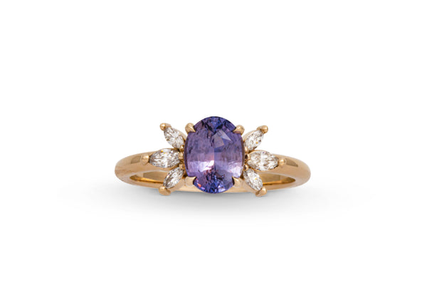 1.60ct. Oval Purple Sapphire With Marquise Diamond Accents