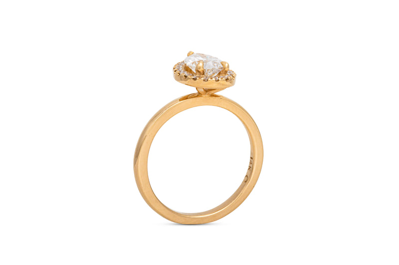 1.20ct. Approx. Pear Shape Diamond Engagement Ring With A Diamond Halo 14k Yellow Gold