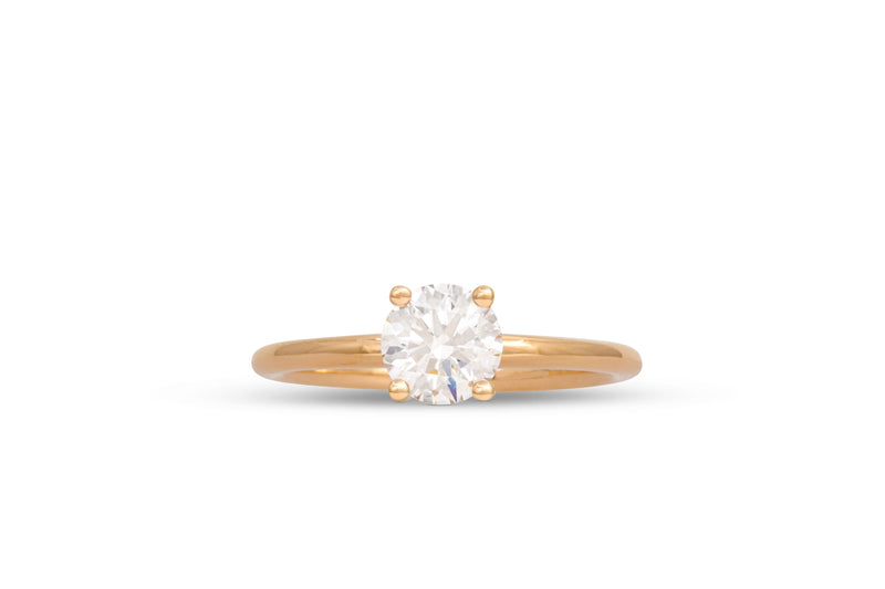 1.10ct. Approx. Round Diamond Cavalier Solitaire Engagement Ring 14k Yellow Gold