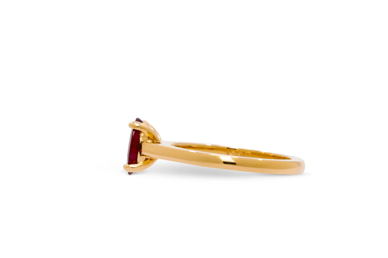1.26ct. Oval Cut Vivid Red Mozambique Ruby Solitaire Ring 14k Yellow Gold
