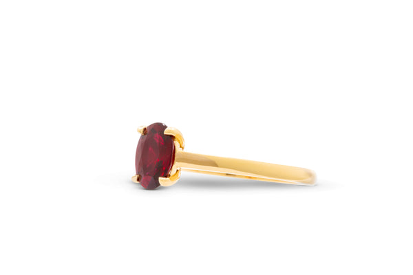 1.26ct. Oval Cut Vivid Red Mozambique Ruby Solitaire Ring 14k Yellow Gold