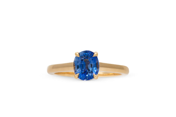 1.72ct. Oval Blue Sapphire Solitaire Ring 14k Yellow Gold